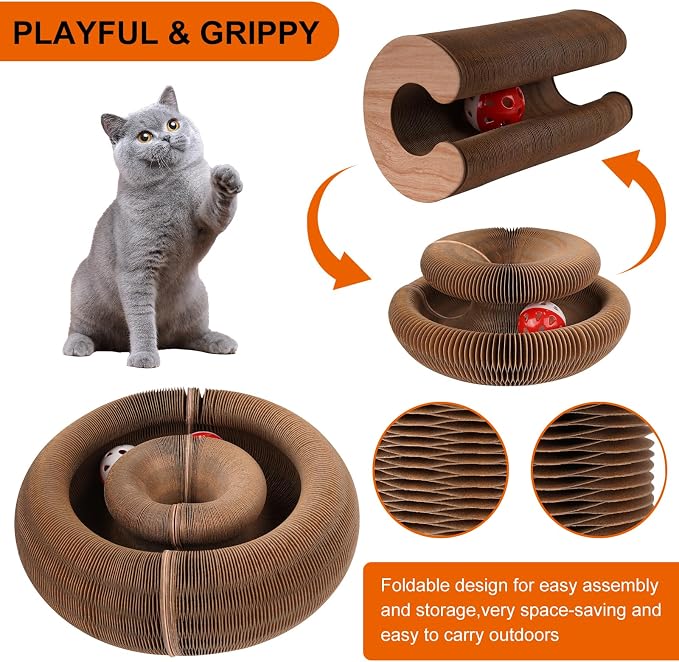 2 Pcs Kitty Kurls Cat Toy Magic Organ Cat Scratching Board, Foldable & - Image 5