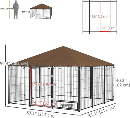 PawHut Outside Dog Kennel, Garden Playpen Fence Crate Enclosure Cage Rotating - Image 7