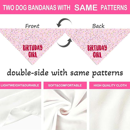 Birthday Girl Dog Bandanas 1 Pack, HBD Pet Scarves - Image 4