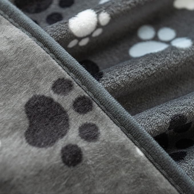 Dog Blanket Paw Bone Pattern 1 Pack 2 Super Soft Warm Flannel Sofa Cover Car - Image 6