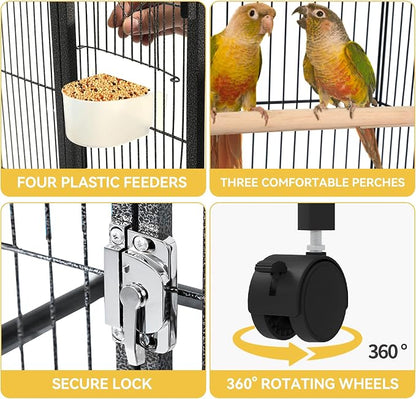 DWVO 41-inch Metal Bird Cage: Large Parrot Cages - Image 6