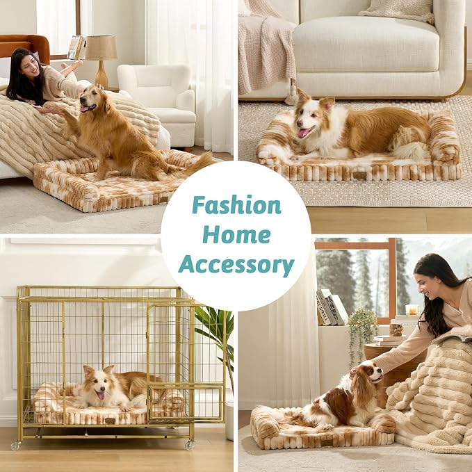Cute Dog Bed for Small Dogs, Faux Rabbit Fur Orthopedic Foam Dog Bed - Image 2