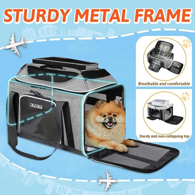 Petskd Top-Expandable Pet Carrier 17x11x9.5 Inches Alaska Airline Approved - Image 6