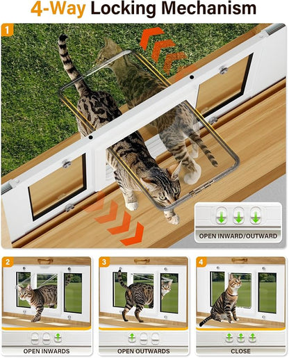 Cat Door for Window Weatherproof: Aluminum Frame Flap Pet Door Fit Window Insert - Image 2