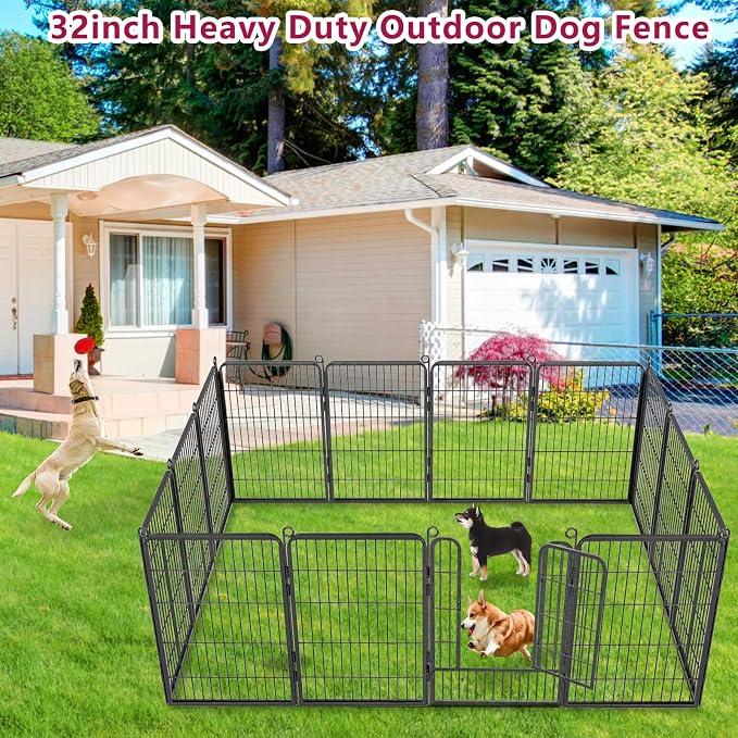 Dog Playpen Pet Fence Outdoor for Yard, 32inch 38 Panels Dog Pens Outside - Image 2