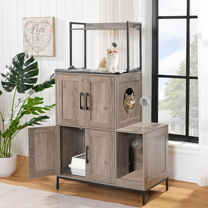 HOOBRO Cat Litter Box Enclosure Furniture, 2 in 1 Hidden Litter Box Furniture - Image 2