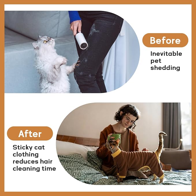 PUMYPOREITY Cat Recovery Suit, Stops Wound Licking After Surgery, Sticky Hair - Image 3