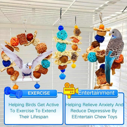 Parakeet Swing Toys, Bird Cage Hanging Chewing Toys, Natural Bird Parrot Toys - Image 4