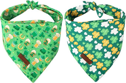 ARING PET St Patrick's Dog Bandana 2 Pack-Cute Green Clovers Dog Bandanas by ARINGPET