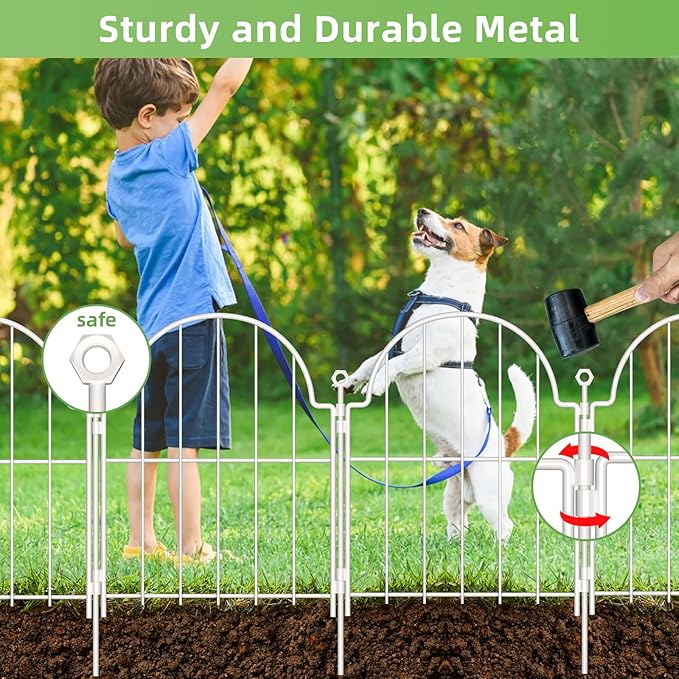 30 Pack White Decorative Garden Fence, 17in x33ft Garden Fencing Animal Barrier - Image 4