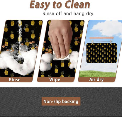 Dog Food Mat for Floors, Pineapple Tropical Absorbent Quick-Dry Pet Feeding Mat - Image 4