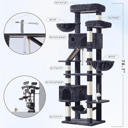 Cat Tree for Large Cats, 78.7" Tall Cat Tower for Indoor Cats Multiple Cats - Image 7