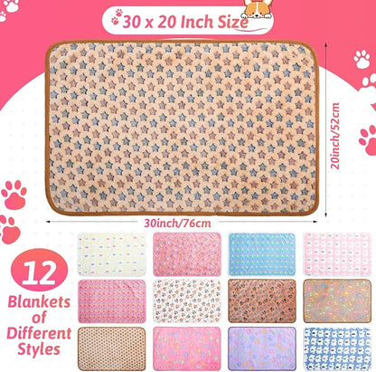 Tatuo 12 Pieces Puppy Blanket Warm Dog Cat Sleep Mat Pet Kitten Doggy Fleece - Image 2