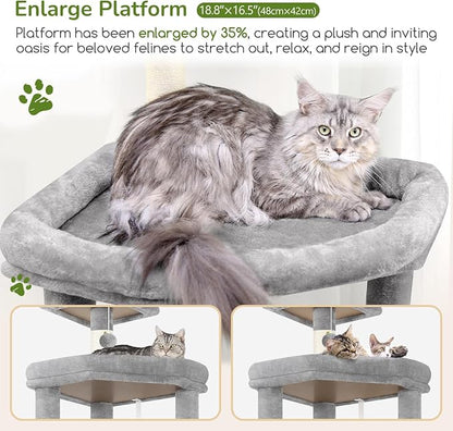 Globlazer Extra Large Platform Cat Tree, 65in Sturdy Cat Tree - Image 3