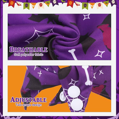 PAWCHIE Halloween Bandanas 4 Pack, Reversible Pumpkin Dog Scarf Bibs, Dog - Image 4