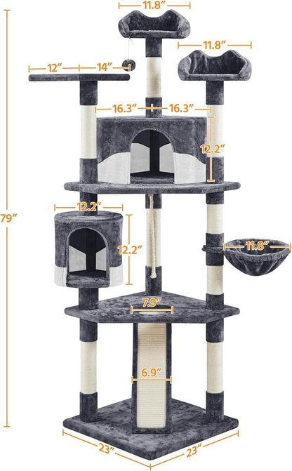 Yaheetech 79in Multi-Level Cat Trees Indoor Cat Tower - Image 3