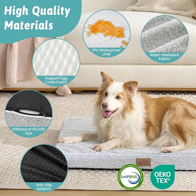 Dog Crate Bed for Large Size Dogs, Rectangular Orthopedic Dog Beds, Foam - Image 5