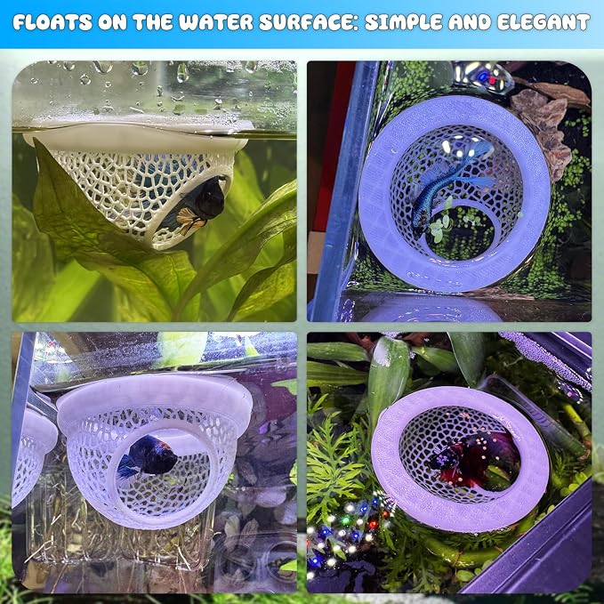 Pink Floating Betta Hide & Shrimp Cave – 3D Printed Aquarium Hammock, Feeding - Image 8