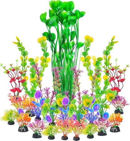 AQUANEAT 26pcs Artificial Fish Tank Plants by Aquaneat
