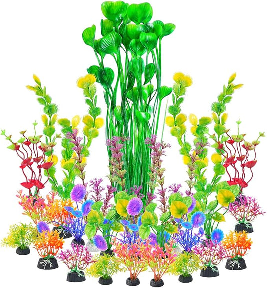 AQUANEAT 26pcs Artificial Fish Tank Plants by Aquaneat