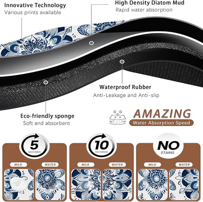 Mandala Flower Dog Food Mat for Floors, Cat Dog Bowl Mats for Food and Water - Image 3