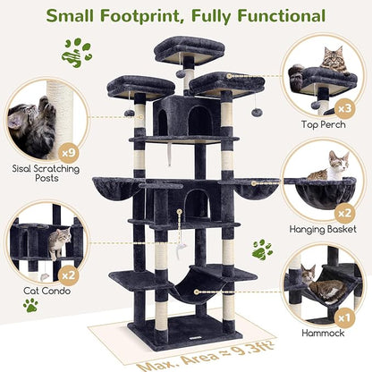 Globlazer Big Cat Tower for Indoor Cats, 80inch Cat Tower for Multiple Adult - Image 4