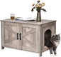 Homhedy Cat Litter Box Enclosure, Wooden Cat Washroom Furniture by Homhedy