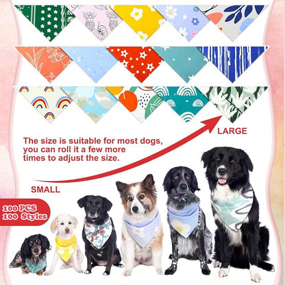 100 Pcs Boho Dog Bandanas Bulk Pet Bibs Colorful Triangle Scarf Boho Pet - Image 3