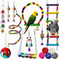 Hamiledyi Bird Parrot Swing Chewing Toy Set 15PCS Wooden Hanging Bell by Hamiledyi