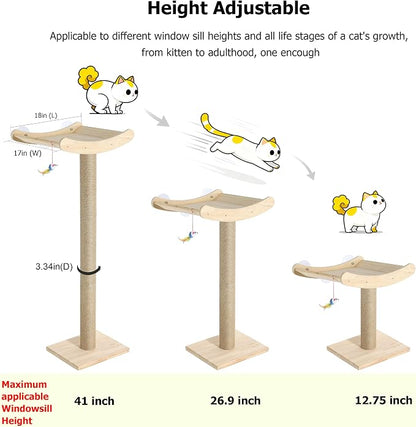 Window Cat Perch with Scratching Posts, Mounted with 3 Strong Suction Cups - Image 2