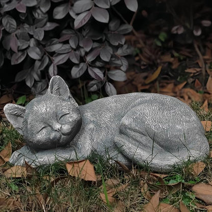 Garden Sleeping Cat Memorial Stone Cat Grave Marker Remembrance Kitten Statues by GENUINQ