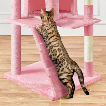 Yaheetech XL Cat Tree, 80in Multi-Level Cat Tower w/Scratching Posts, Double - Image 9