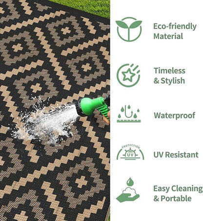 GENIMO Outdoor Rug for Patio Clearance, Reversible Plastic Straw Rugs for RV - Image 5