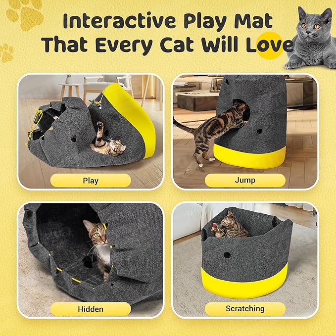Cat Play Bag Collapsible Cat Activity Center Mat Play Rug Cats Activity - Image 5