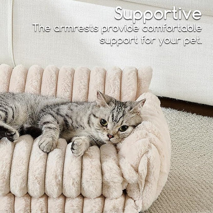 Hollypet Cat Bed Fluffy Plush Mutifuctional Double-Layer Soft Pet Couch - Image 4