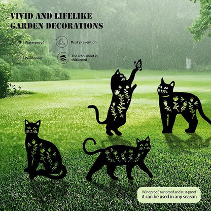 4 Pack Cat Metal Garden Decorative Stakes, Weather Proof Silhouette Statues - Image 3