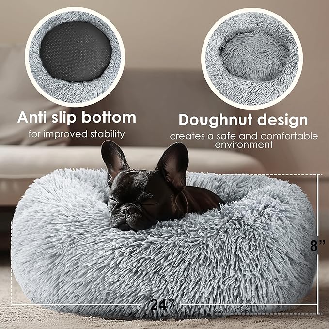 Dogs Bed for Small Dogs, Anti-Anxiety Washable Round Bed - Image 3