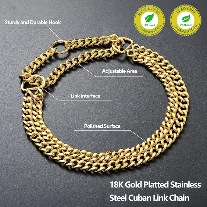 Gold 18K Gold Dog Chain Collar - Image 2