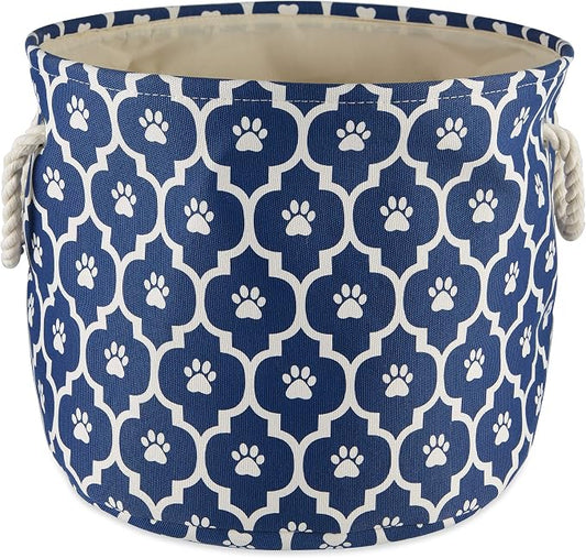 Bone Dry Pet Storage Collection Lattice Paw Print, Nautical Blue, Small Round by BoneDry