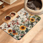 Pet Feeding Mat, Vintage Flower Absorbent Dog Cat Food Mat Rustic Wooden Dog Mat by Unknown