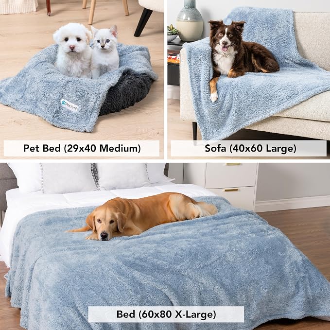PetAmi Dog Blanket for Large Medium Dogs Blue, Fluffy Soft Puppy Blanket - Image 5