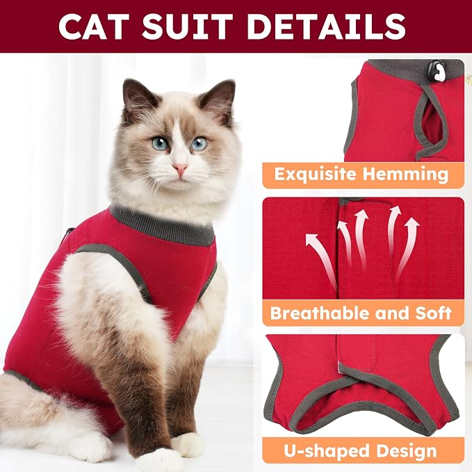 Cat Recovery Suit After Surgery, Breathable Cat Surgery Recovery Suit - Image 4