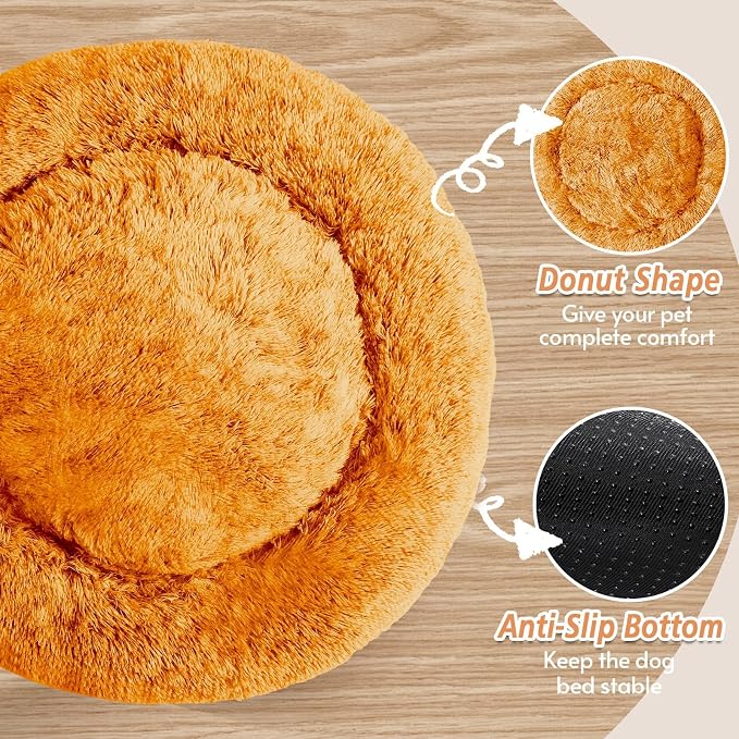 JOLLYVOGUE Calming Dog Bed Large Size Dog, Anti-Anxiety Donut Large Pet Bed - Image 3