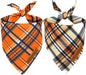 Realeaf Fall Dog Bandanas 2 Pack, Reversible Orange Plaid Holiday Pet Scarf by Realeaf