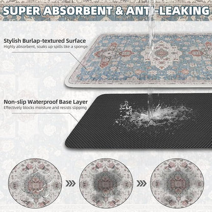 PUPTECK Dog Food Mat, Absorbent Pet Feeding Bowl Mat, Non-Slip Dog Mat - Image 3