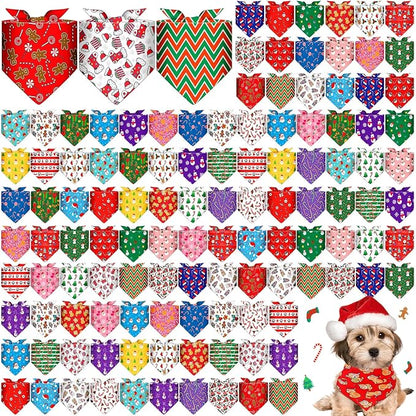 Sanwuta 120 Pcs Christmas Dog Bandanas Bulk Xmas Bandanas by Sanwuta