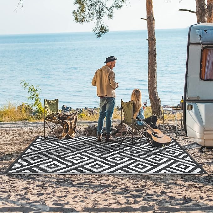 GENIMO Outdoor Rugs 8x10 Waterproof, Reversible Mats, Area Plastic Straw Rug - Image 2
