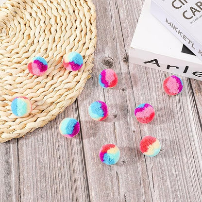 KALIONE 30 Pcs Soft Plush Cat Ball 1.2-inch Rainbow Cat Toy Balls Fuzzy Kitty - Image 5