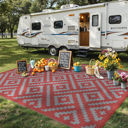 GENIMO Outdoor Rug for Patio Clearance, Lightweight Waterproof RV Camping Mat by GENIMO