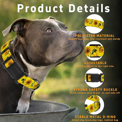 Dog Collar, Floral Boys Girls Puppy Collar, Adjustable Soft Pet Collar - Image 2